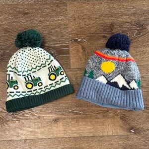 Set of Two Toddler Knit Beanies with Fun Patterns
